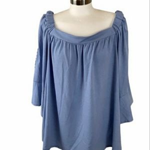 I.N Studio Blue BoHo Top 3x